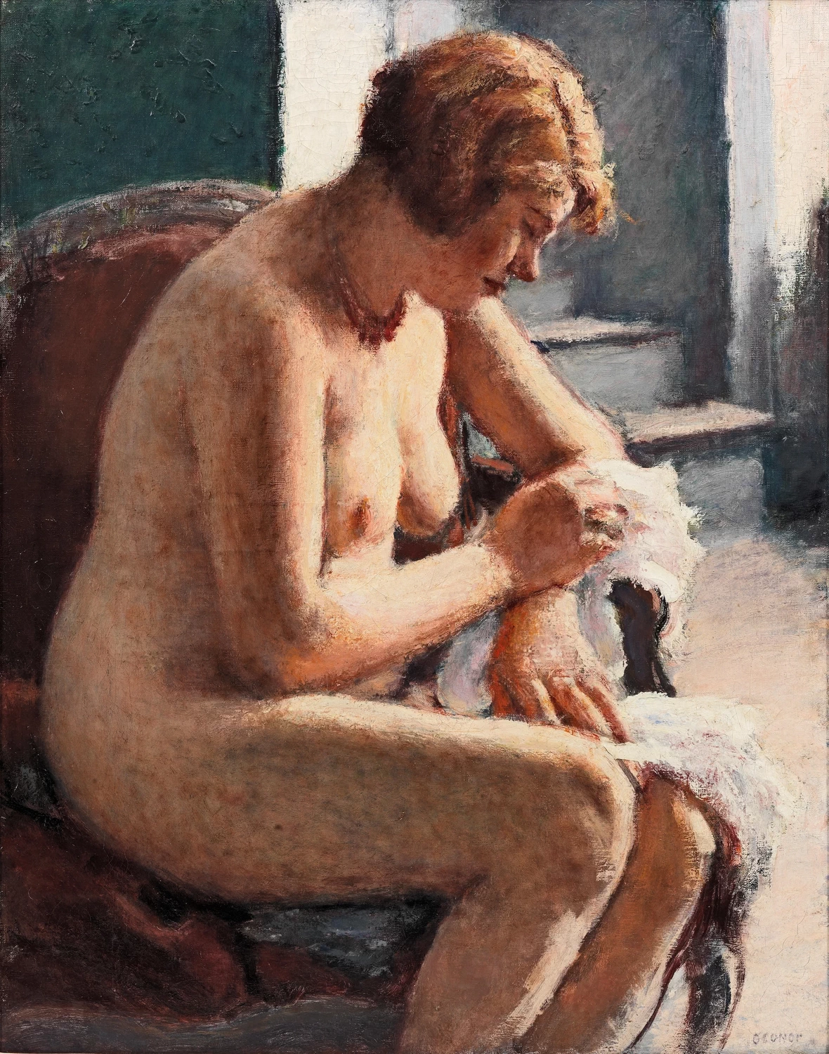 Nudo seduto con i capelli rossi (La Toilette)